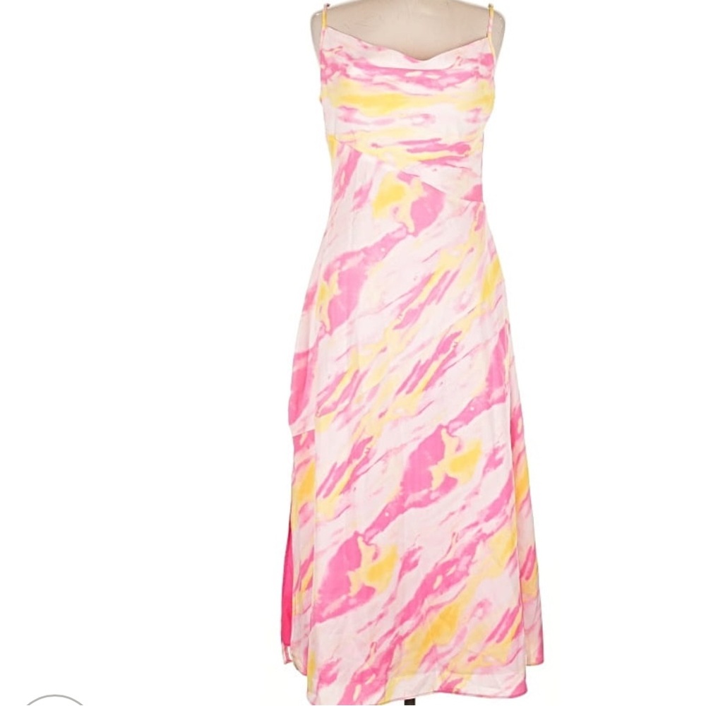 Aqua Pink and Yellow Maxi Dress